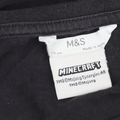 Marks and Spencer Teens Black Minecraft Long Sleeve T-Shirt Size 10