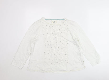 Night Owl Women White Polka Dot Blouse M Long Sleeve Cotton