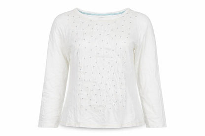 Night Owl Women White Polka Dot Blouse M Long Sleeve Cotton