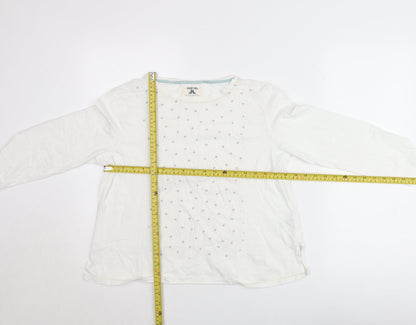 Night Owl Women White Polka Dot Blouse M Long Sleeve Cotton