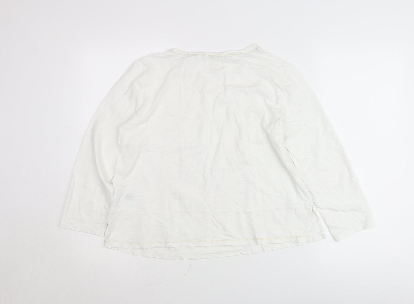 Night Owl Women White Polka Dot Blouse M Long Sleeve Cotton