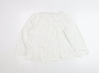 Night Owl Women White Polka Dot Blouse M Long Sleeve Cotton