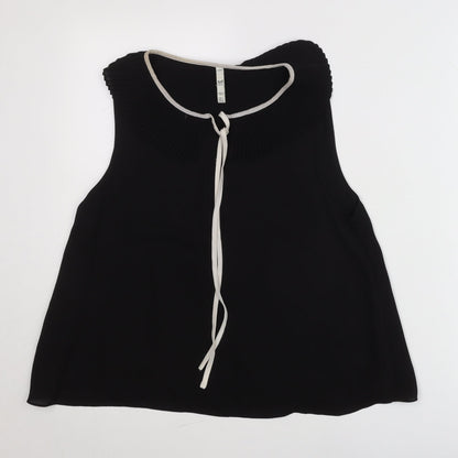 Zara Women Black Size 8 Sleeveless Tunic Blouse with Pleated Collar