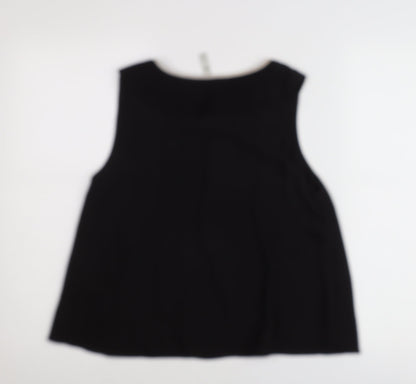 Zara Women Black Size 8 Sleeveless Tunic Blouse with Pleated Collar