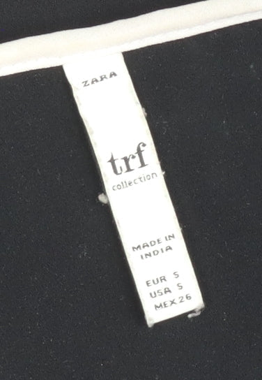Zara Women Black Size 8 Sleeveless Tunic Blouse with Pleated Collar