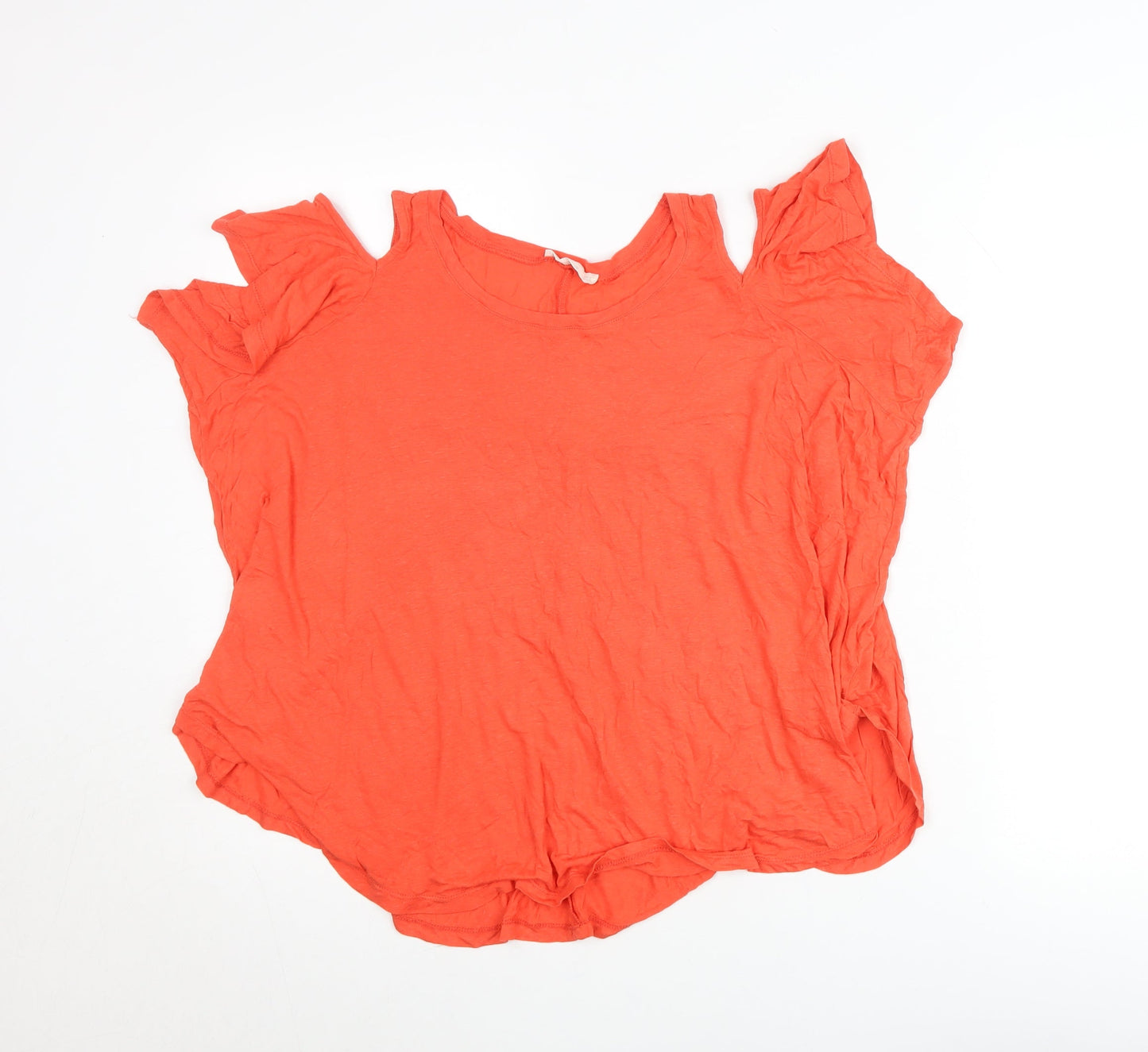 Bershka Womens Orange Size 8 Cold Shoulder Jersey T-Shirt