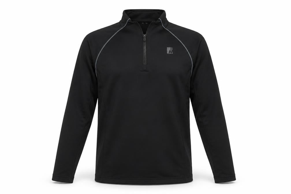 Front view of Nevica Teens Black 12 Slim Athletic Ski 1/4 Zip Sweatshirt
