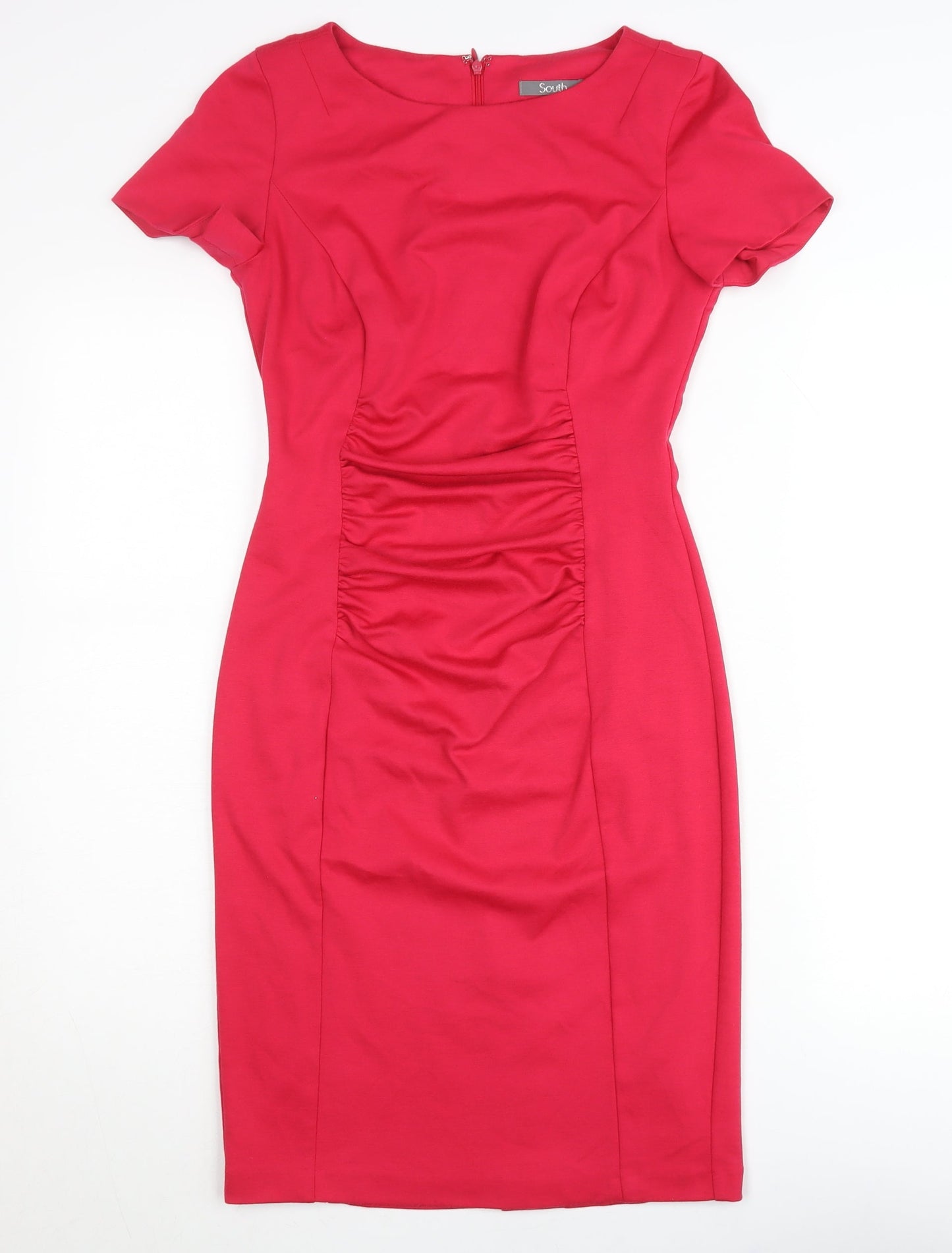 South Women’s Red Sheath Dress Size 8 Knee Length Short Sleeve