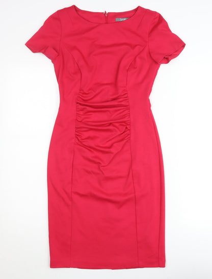 South Women’s Red Sheath Dress Size 8 Knee Length Short Sleeve