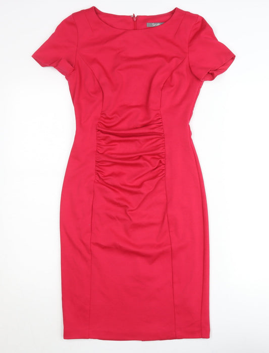South Women’s Red Sheath Dress Size 8 Knee Length Short Sleeve