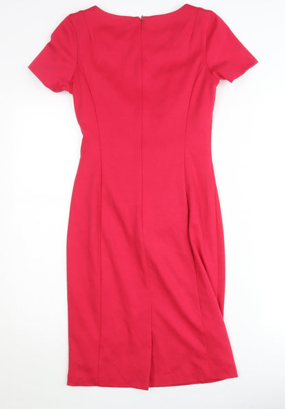 South Women’s Red Sheath Dress Size 8 Knee Length Short Sleeve