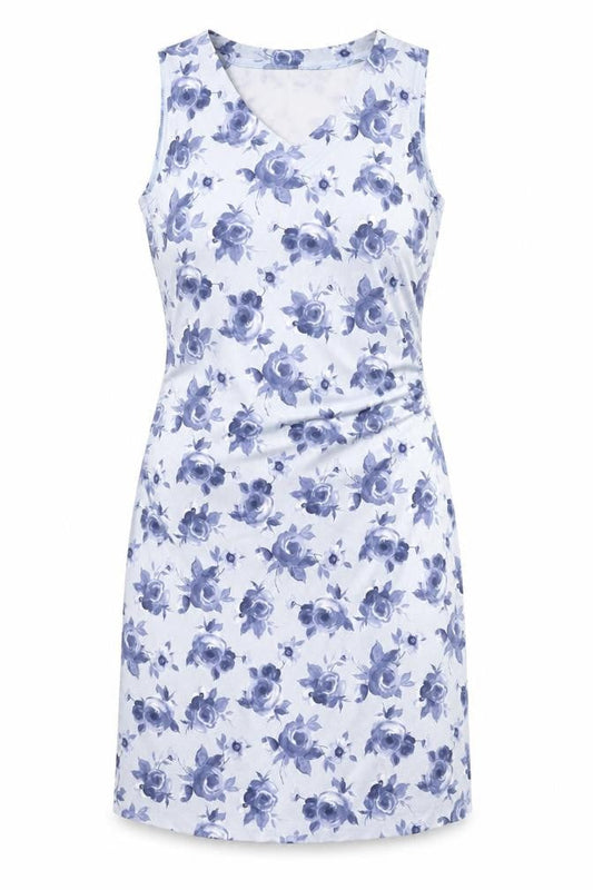 Berkertex Women’s Blue Floral Sleeveless Sheath Dress Size 12