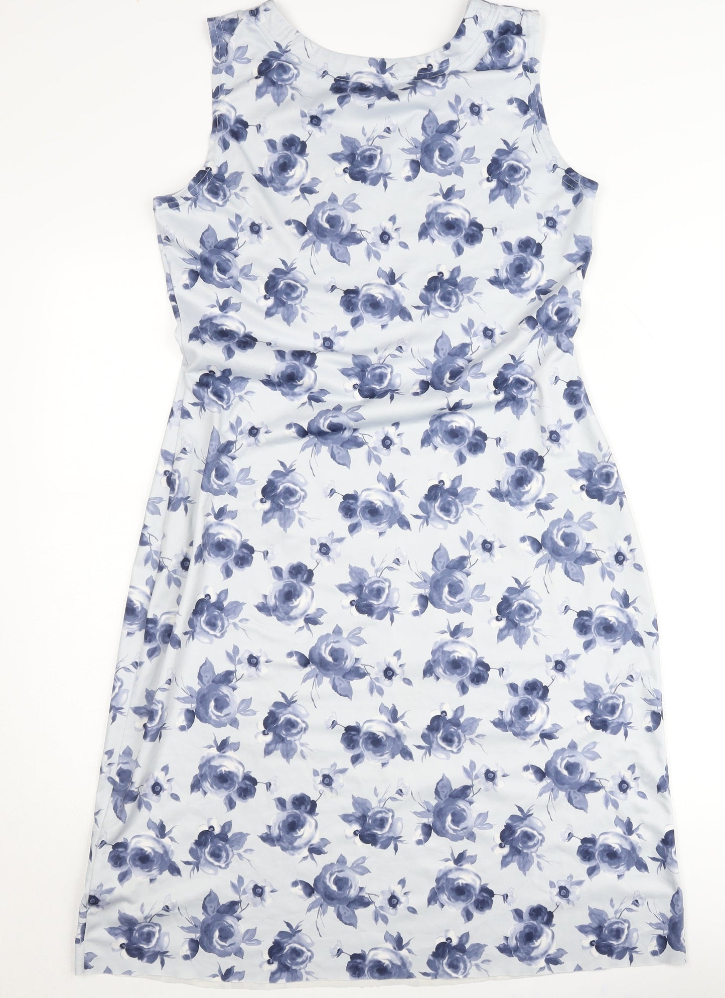 Berkertex Women’s Blue Floral Sleeveless Sheath Dress Size 12