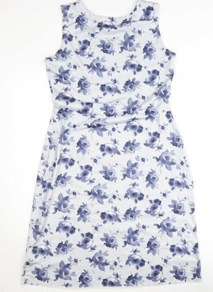 Berkertex Women’s Blue Floral Sleeveless Sheath Dress Size 12