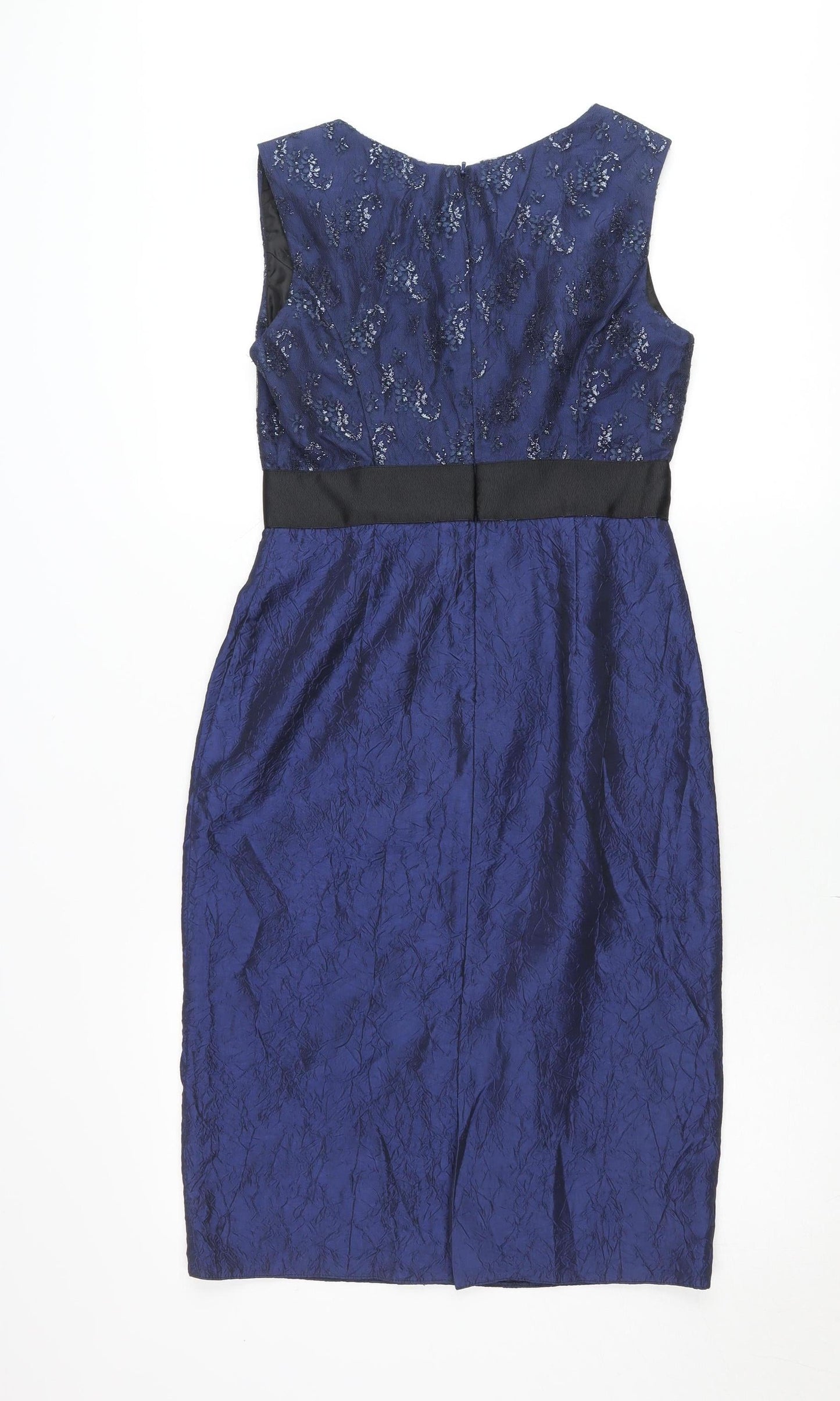 Gina Bacconi Women's Blue Sequin Floral Sheath Dress Size 10