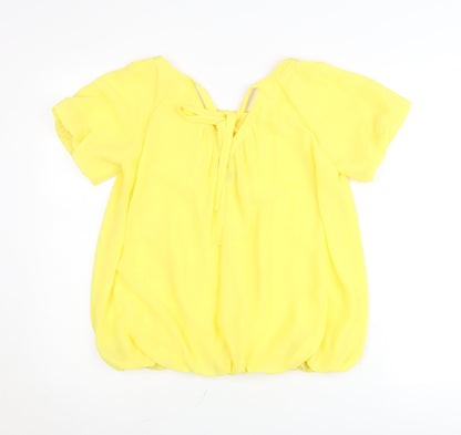 Et Vous Womens Yellow Blouse Size 8 Short Sleeve Sequin Tunic