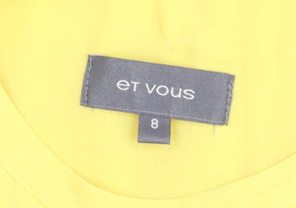 Et Vous Womens Yellow Blouse Size 8 Short Sleeve Sequin Tunic