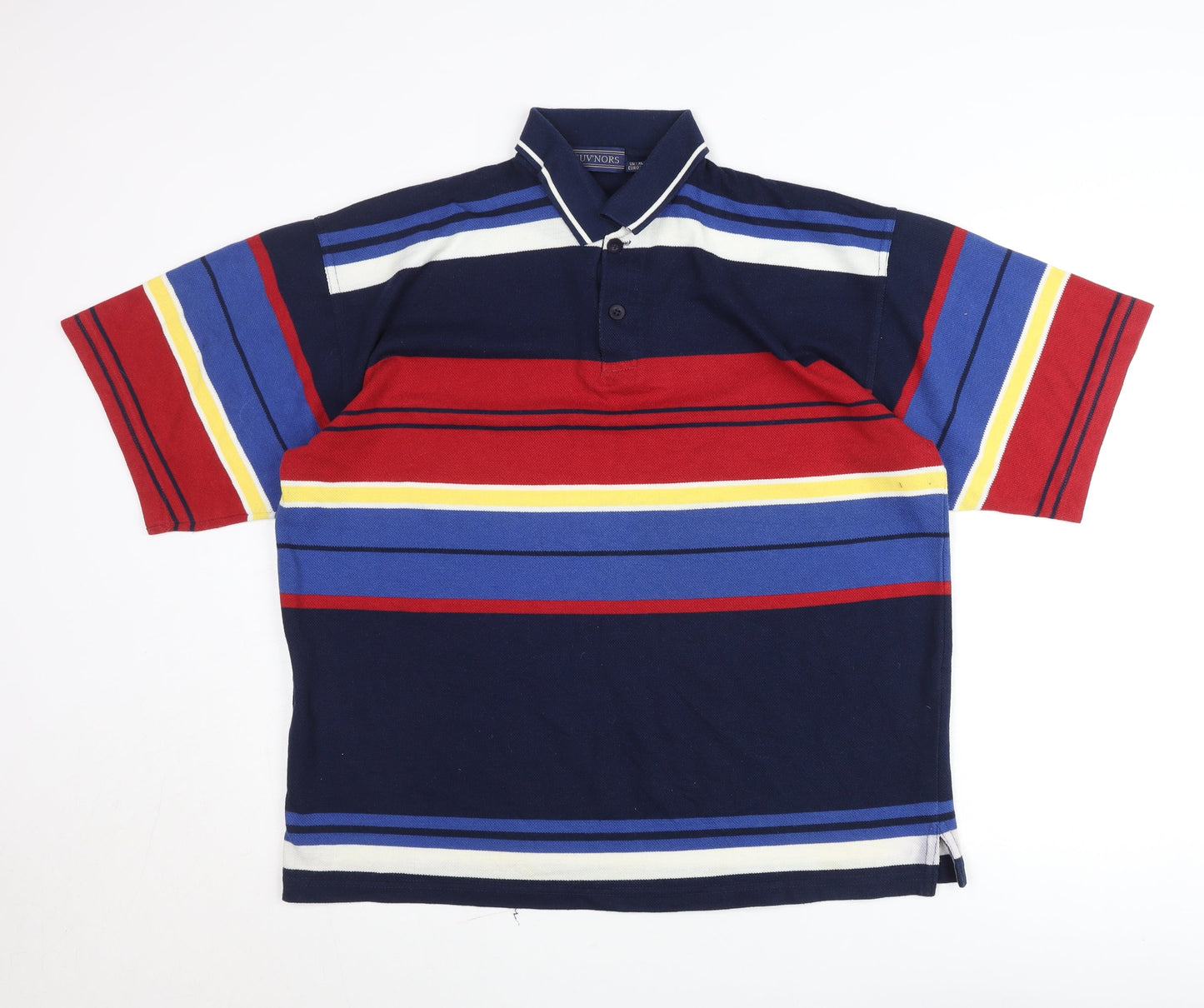 Guv'nors Men's XL Multicoloured Striped Polo Shirt Retro Cotton Blend