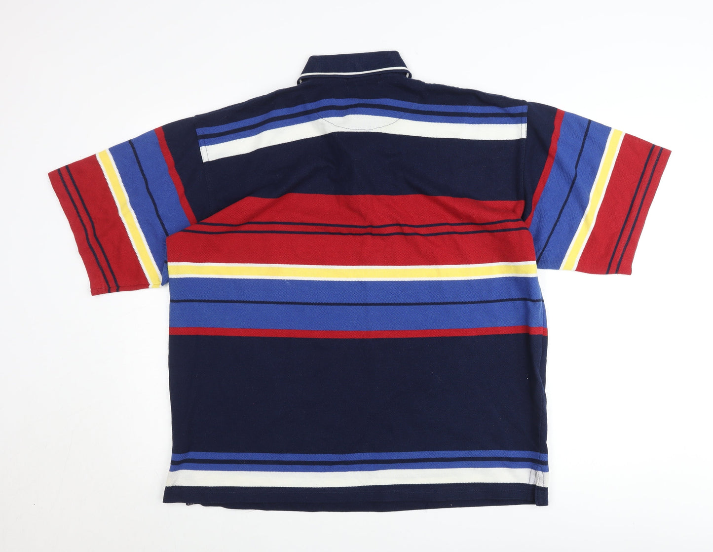 Guv'nors Men's XL Multicoloured Striped Polo Shirt Retro Cotton Blend