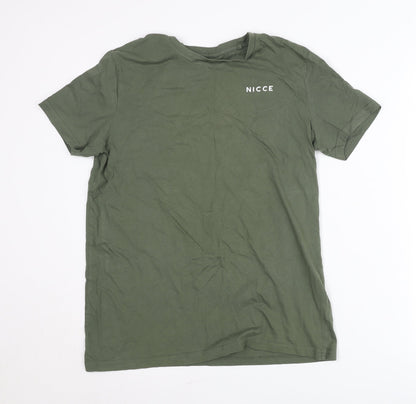 Nicce Teens Green 16 Plus Crew Neck Logo Short Sleeve T-Shirt