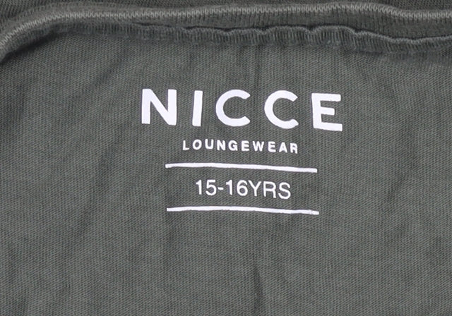 Nicce Teens Green 16 Plus Crew Neck Logo Short Sleeve T-Shirt