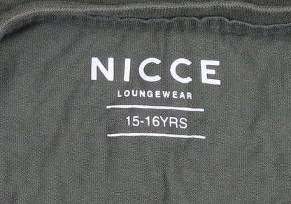 Nicce Teens Green 16 Plus Crew Neck Logo Short Sleeve T-Shirt