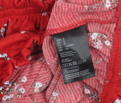 H&M Divided Women Red Floral Off Shoulder Cropped Blouse Size S
