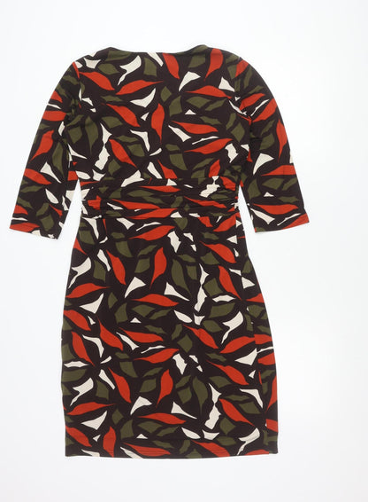 Minuet Petite Women’s Size 10 Black Red Green Ivory Sheath Dress