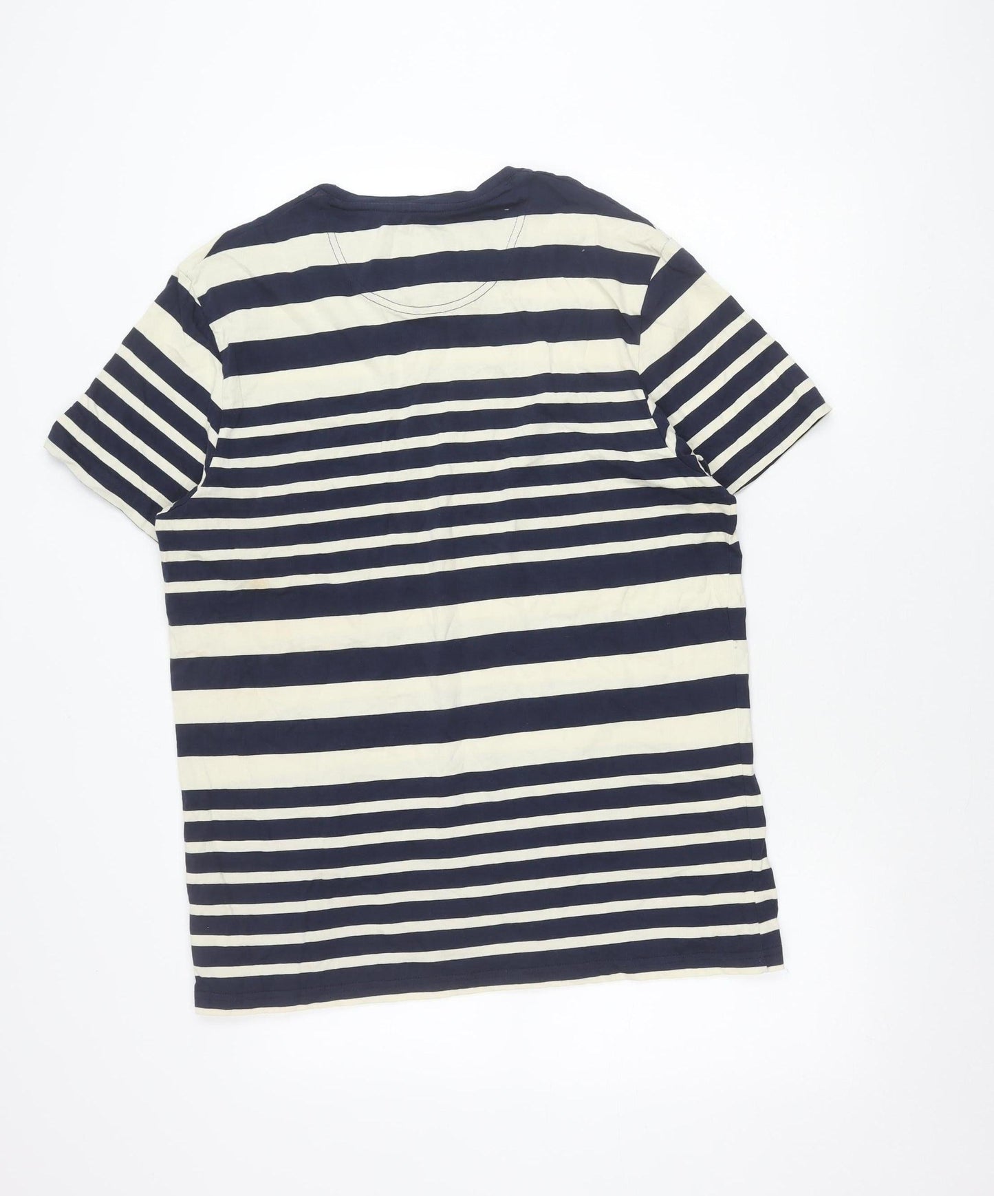 Trait Supply Co Unisex Navy White Striped Cotton T-Shirt Large