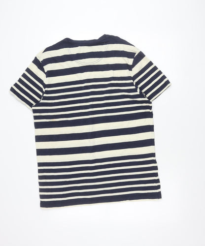 Trait Supply Co Unisex Navy White Striped Cotton T-Shirt Large