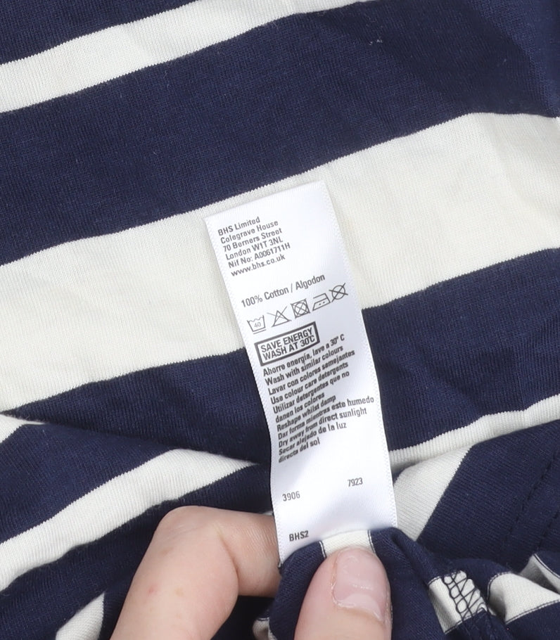Trait Supply Co Unisex Navy White Striped Cotton T-Shirt Large
