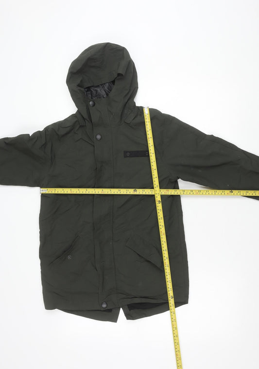 Next Girls Green Hooded Parka Coat Age 11 Years Mid-Length Winter Jacket