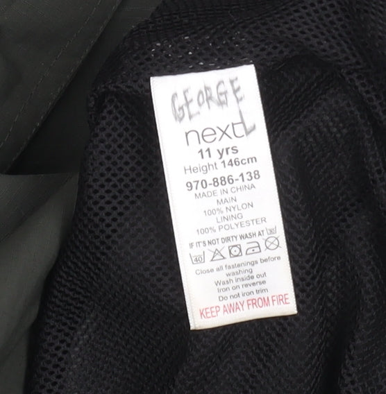 Next Girls Green Hooded Parka Coat Age 11 Years Mid-Length Winter Jacket
