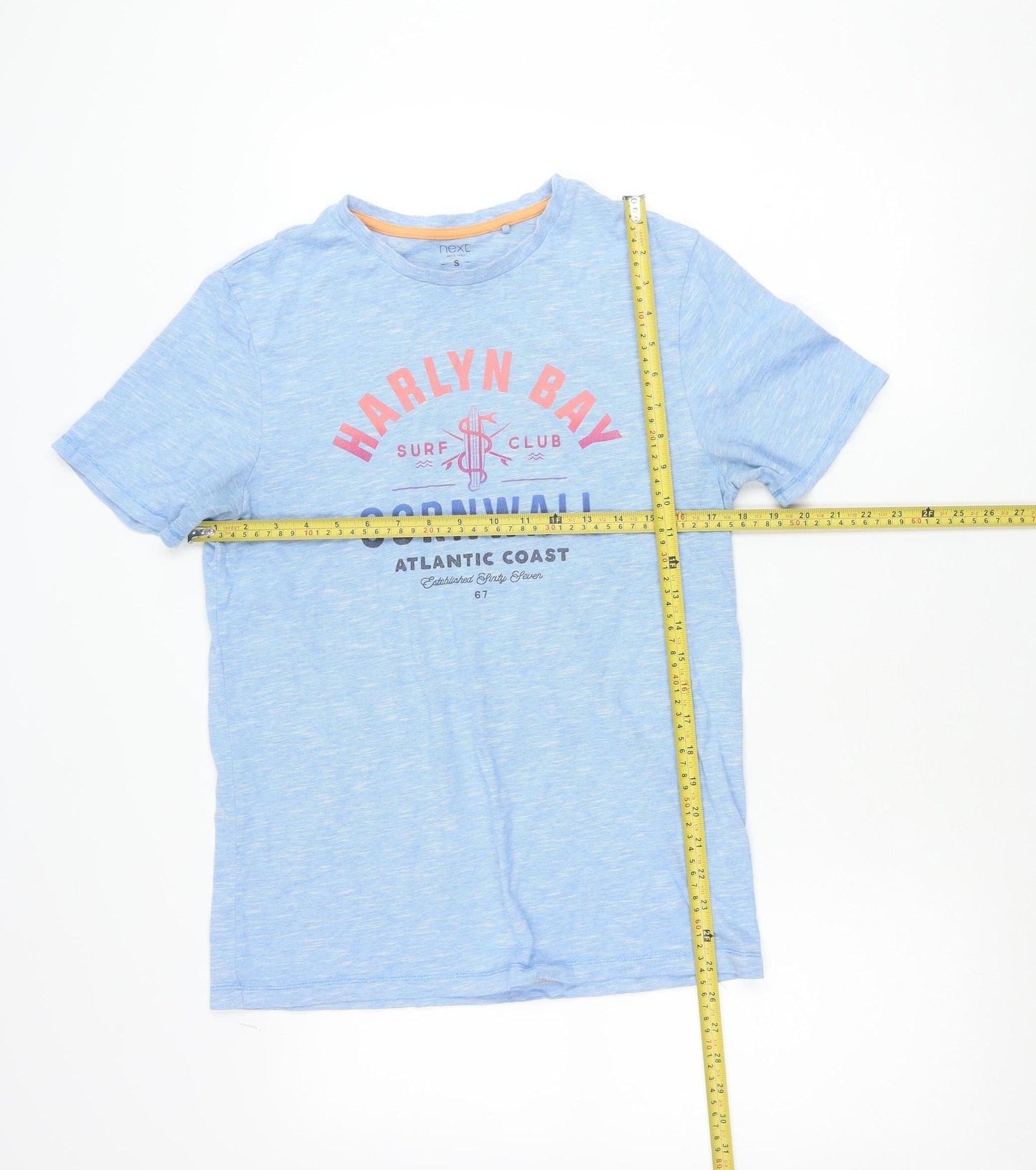 Next Men Blue S Regular Fit Cotton Graphic Surf T-Shirt