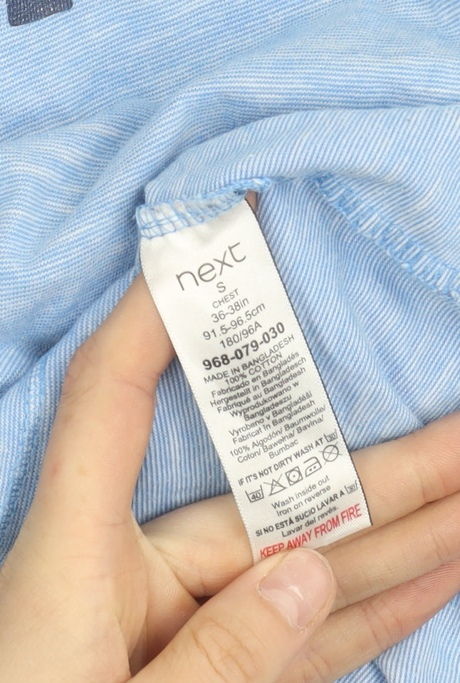 Next Men Blue S Regular Fit Cotton Graphic Surf T-Shirt