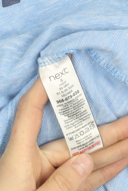 Next Men Blue S Regular Fit Cotton Graphic Surf T-Shirt