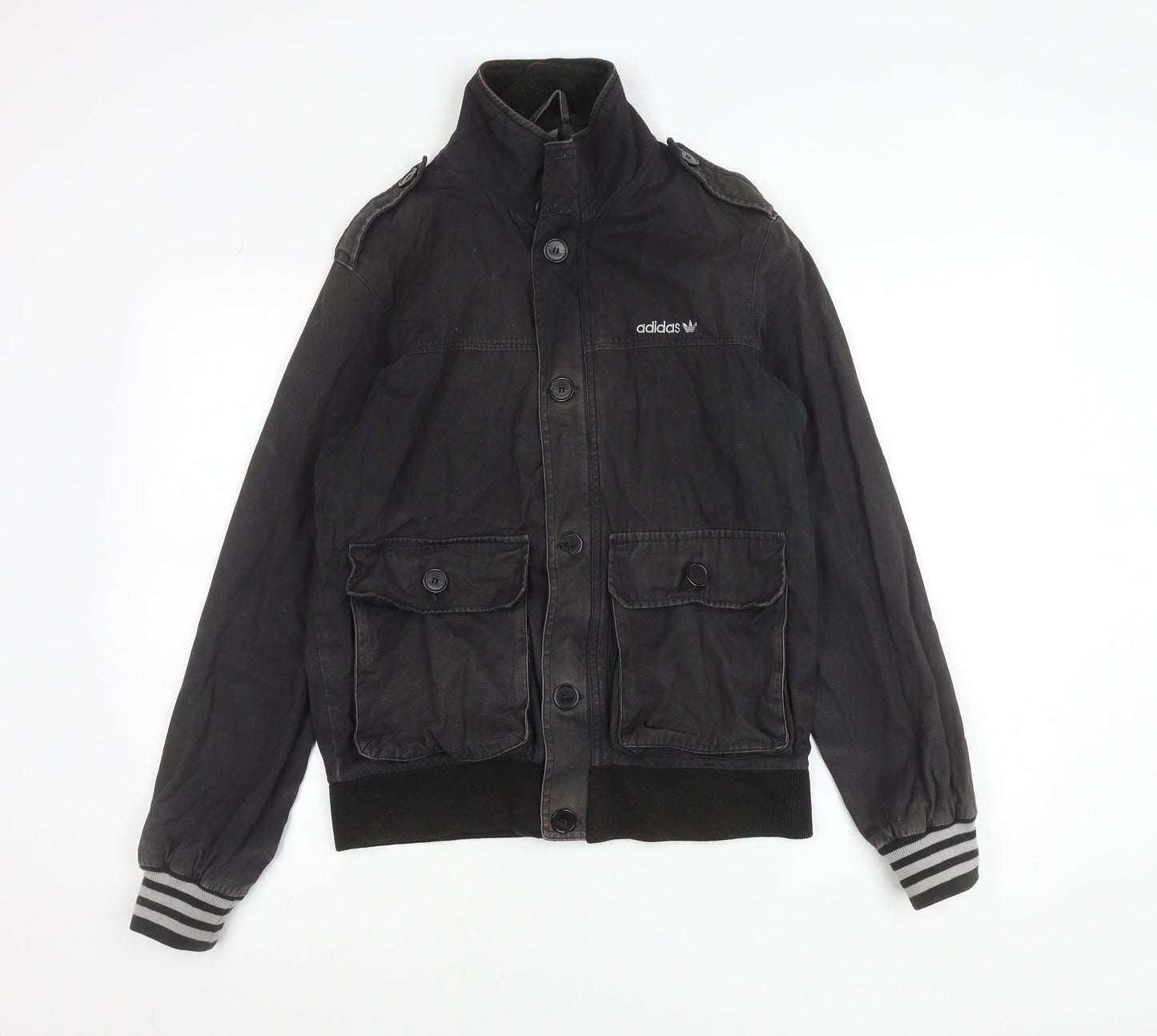 Adidas Mens Black Small Cotton Bomber Jacket with Pockets