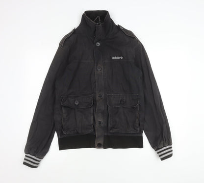 Adidas Mens Black Small Cotton Bomber Jacket with Pockets