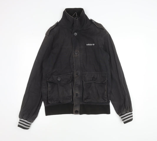Adidas Mens Black Small Cotton Bomber Jacket with Pockets