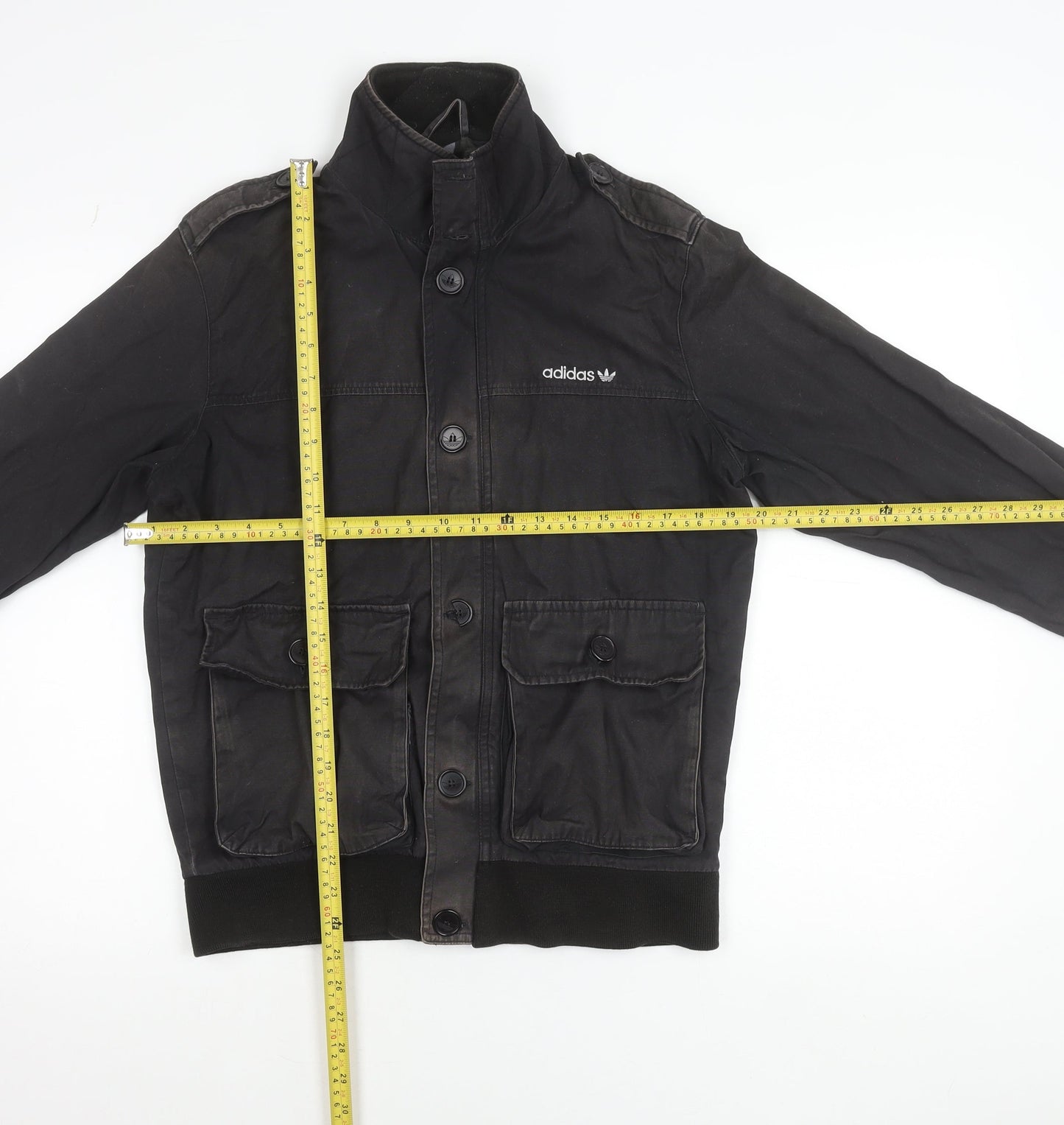 Adidas Mens Black Small Cotton Bomber Jacket with Pockets