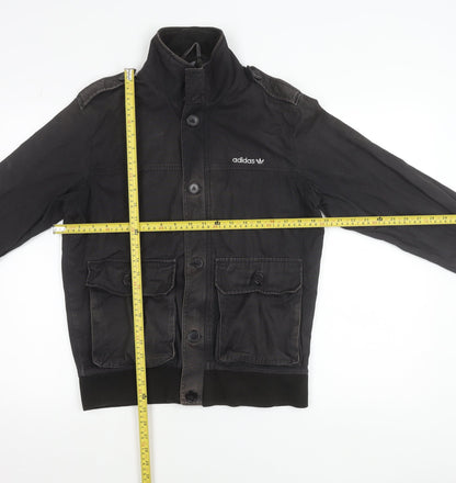 Adidas Mens Black Small Cotton Bomber Jacket with Pockets