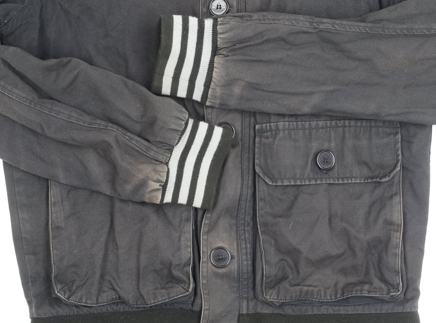 Adidas Mens Black Small Cotton Bomber Jacket with Pockets