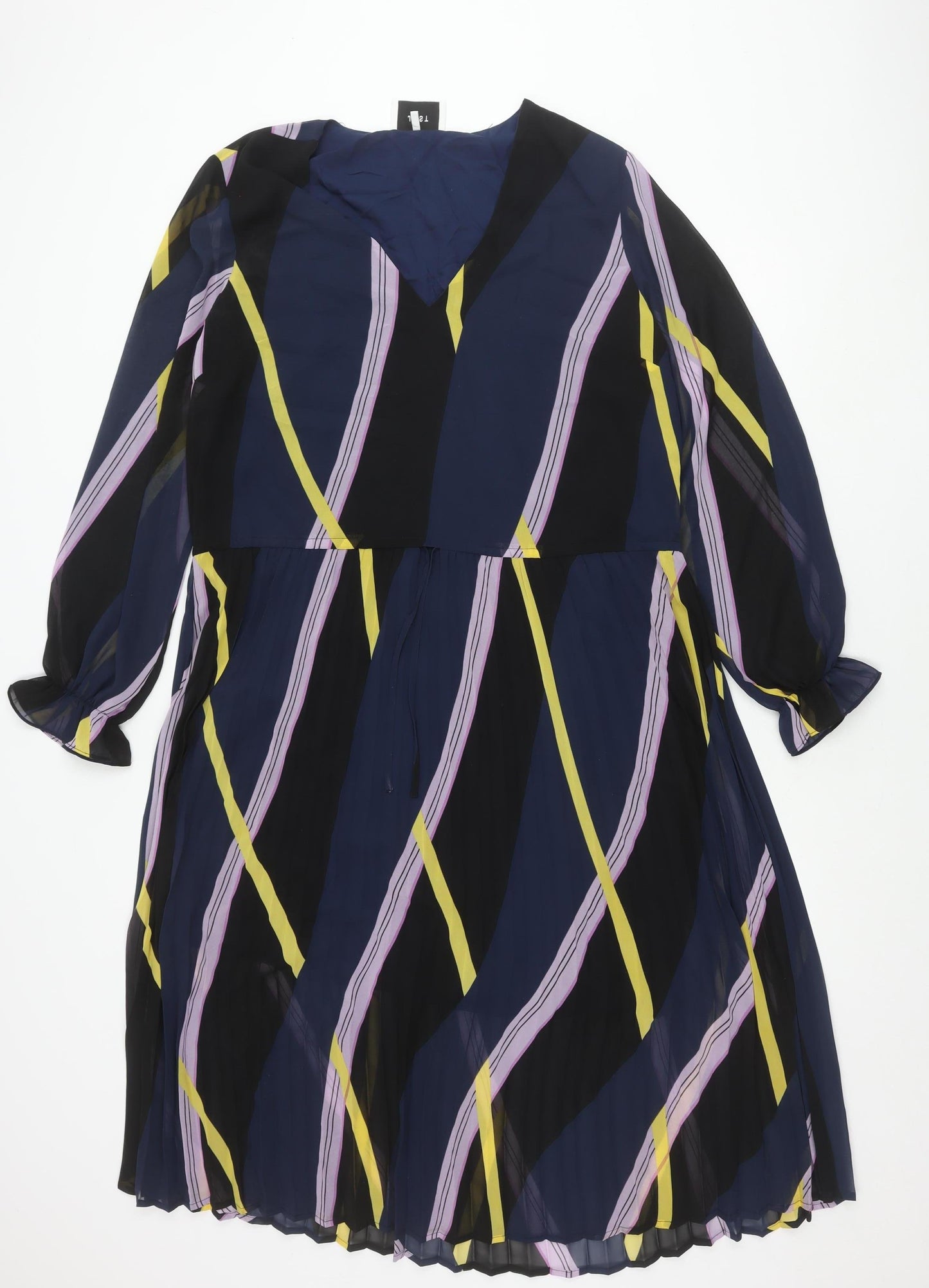 JUST Women’s Blue Geometric A-Line Chiffon Dress L