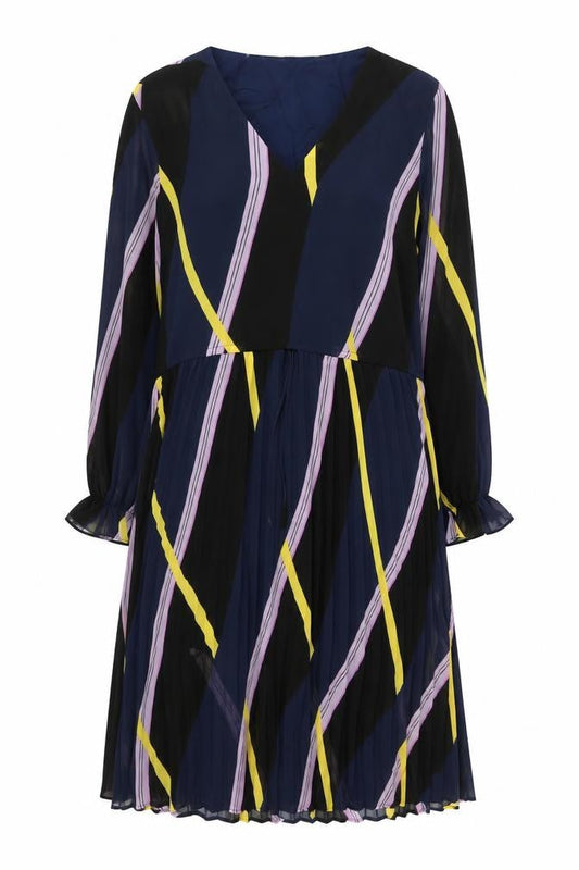 JUST Women’s Blue Geometric A-Line Chiffon Dress L