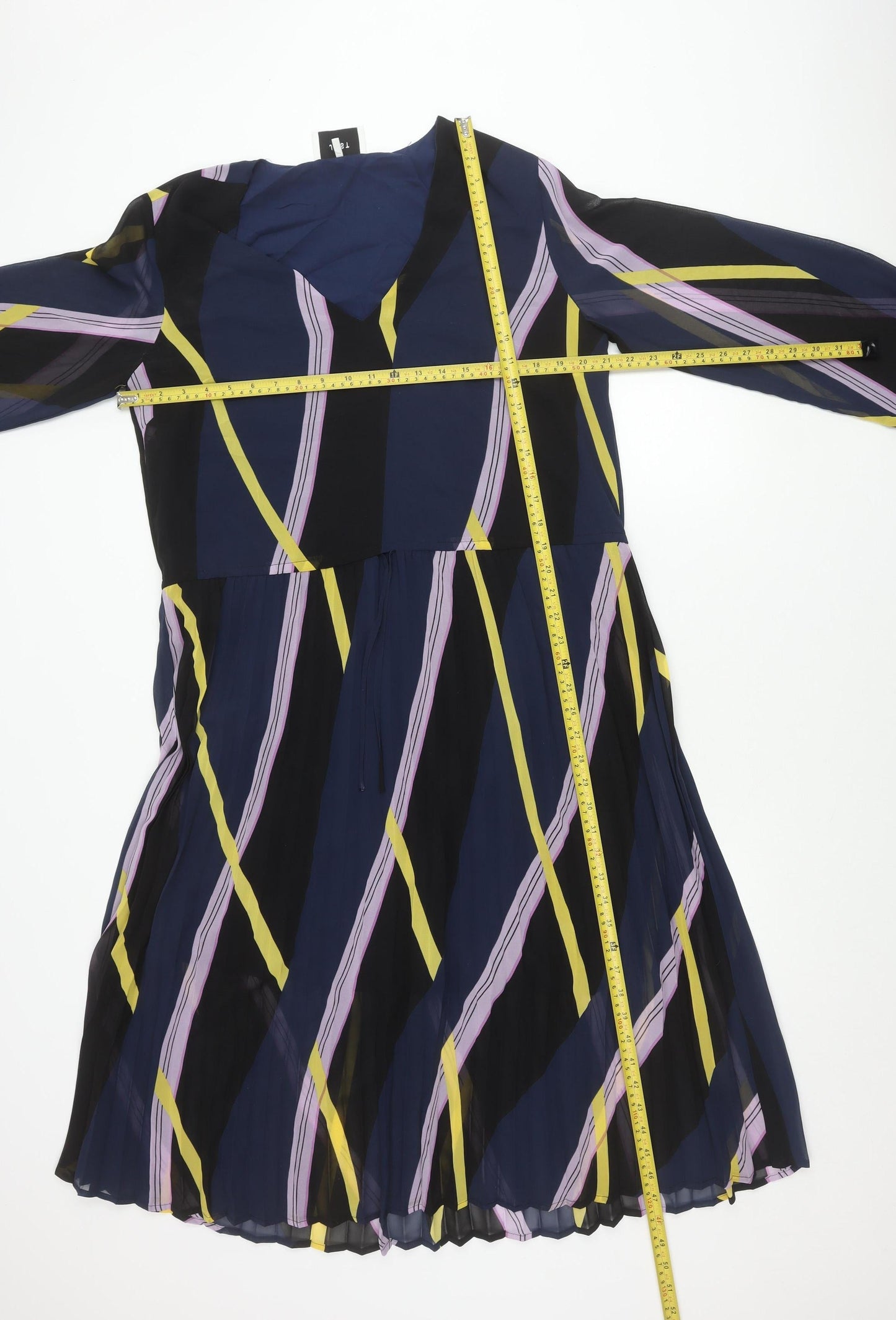 JUST Women’s Blue Geometric A-Line Chiffon Dress L