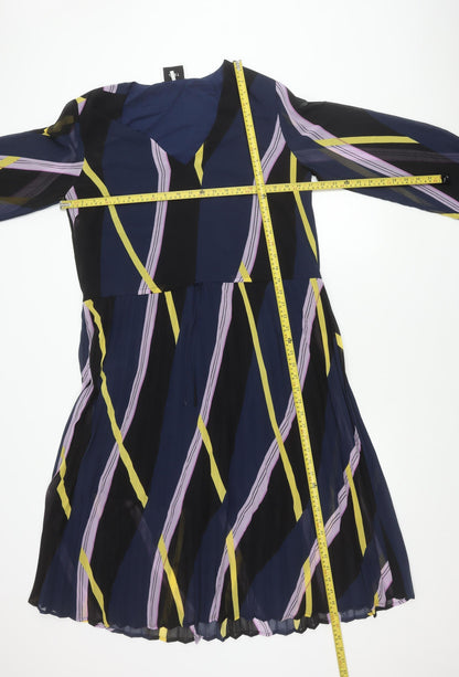 JUST Women’s Blue Geometric A-Line Chiffon Dress L
