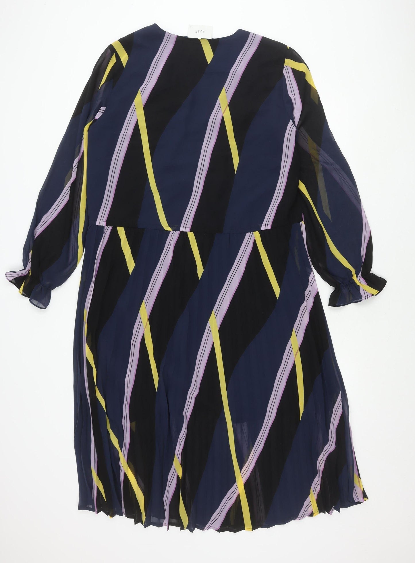 JUST Women’s Blue Geometric A-Line Chiffon Dress L
