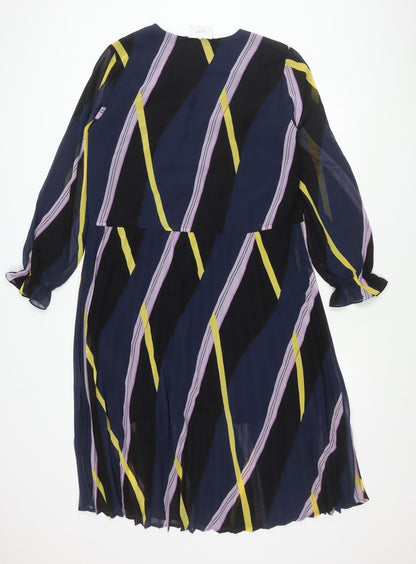 JUST Women’s Blue Geometric A-Line Chiffon Dress L