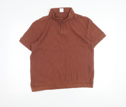 Zara Men's Brown Cotton Polo Shirt Size M Short Sleeve Casual