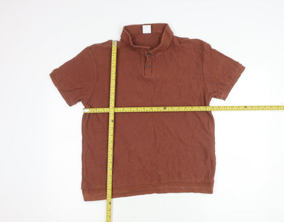 Zara Men's Brown Cotton Polo Shirt Size M Short Sleeve Casual
